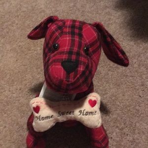 Decorative Plaid Dog Home Accent  Doorstopper